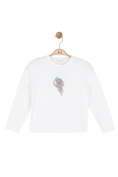 Nk Kız Çocuk Peacock Sweatshirt 8-14 Yaş Ekru