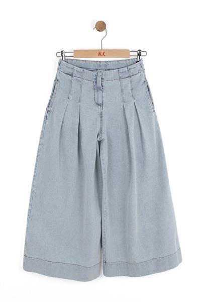 Nk Kız Çocuk Pileli Denim Pantolon 8-14 Yaş Açık Mavi