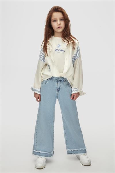 Nk Kız Çocuk Püsküllü Denim Pantolon 8-14Yaş Mavi