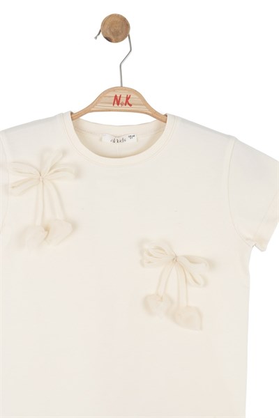 Nk Kız Çocuk Raya Tshirt 4-8 Yaş Krem