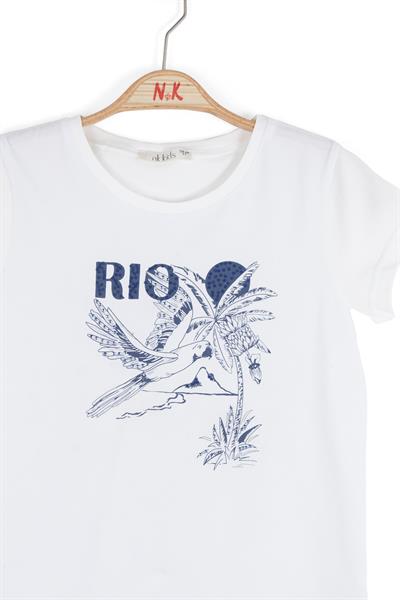 Nk Kız Çocuk Rio Tshirt 8-14 Yaş Beyaz-Lacivert
