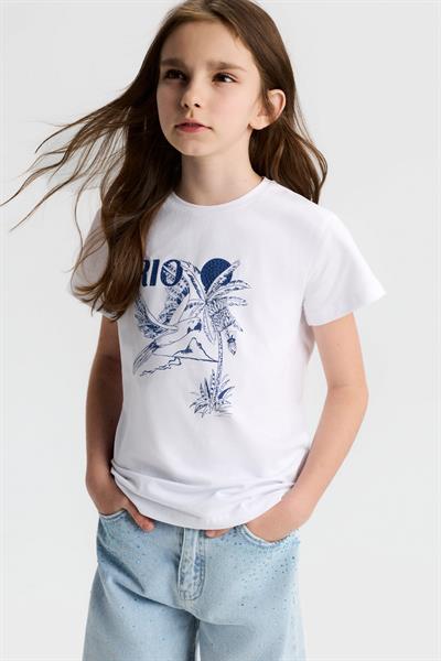 Nk Kız Çocuk Rio Tshirt 8-14 Yaş Beyaz-Lacivert