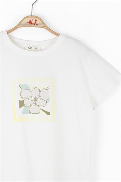 Nk Kız Çocuk Rose Tshirt 8-14 Yaş Ekru