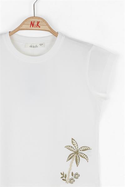 Nk Kız Çocuk Succulent Tshırt 4-8Yaş Ekru