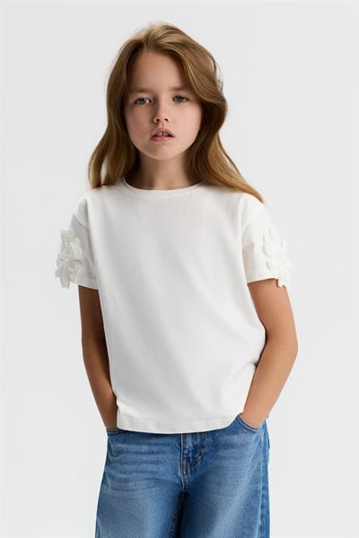 Nk Kız Çocuk Yonca Tshirt 8-14 Yaş Ekru