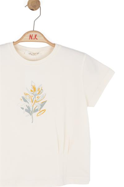 Nk Kız Çocuk Zambak Tshirt 4-8 Yaş Krem