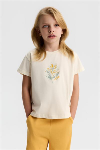 Nk Kız Çocuk Zambak Tshirt 4-8 Yaş Krem