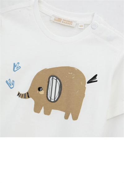 Orginal Marines Erkek Bebek Fil Basklı Tshirt 1-3 Yaş Ekru