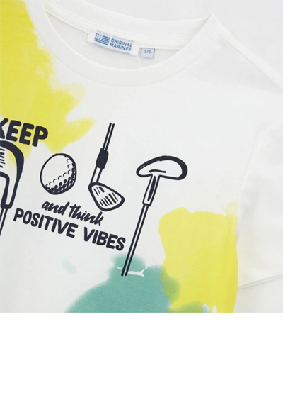 Orginal Marines Erkek Çocuk Baskılı Tshirt 2-9 Yaş Ekru