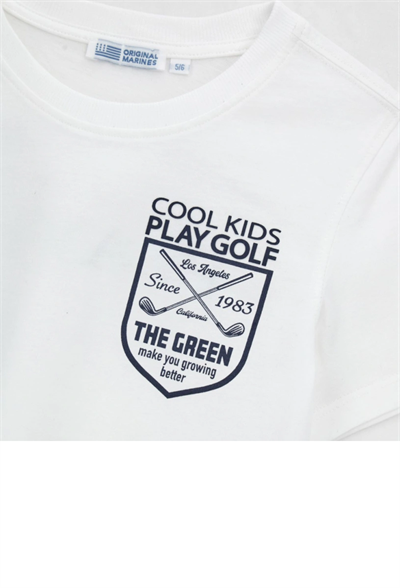 Orginal Marines Erkek Çocuk Sırt Baskılı Tshirt 2-9 Yaş Beyaz