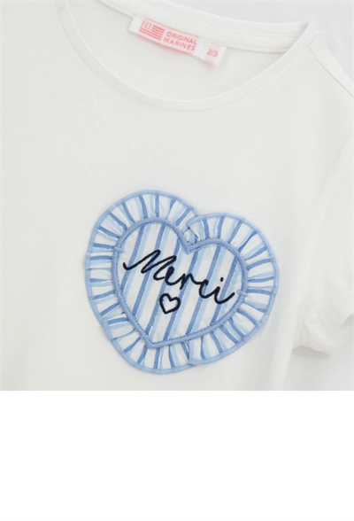 Orginal Marines Kız Çocuk Baskılı Tshirt 3-8 Yaş Ekru