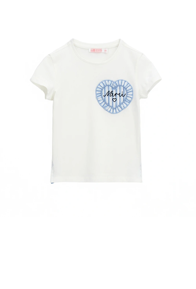 Orginal Marines Kız Çocuk Baskılı Tshirt 3-8 Yaş Ekru