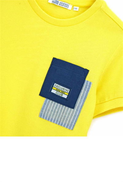 Original Marines Erkek Çocuk Cep Detaylı Tshirt 2-9 Yaş Sarı