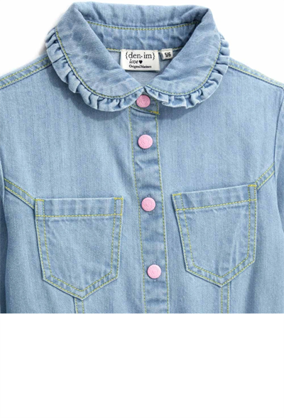 Original Marines Kız Çocuk Denim Elbise 3-8 Yaş Mavi