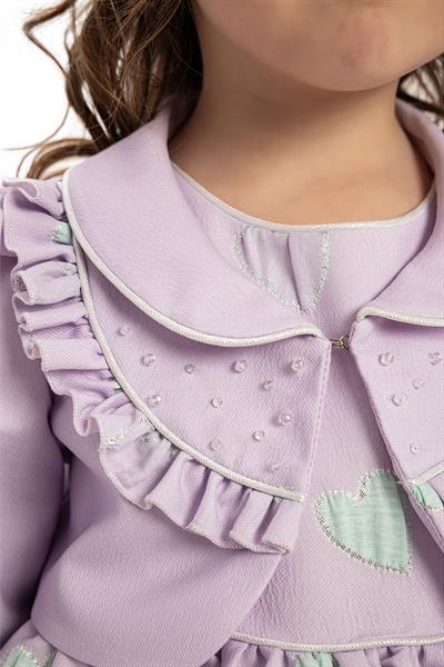 Pamina Kız Bebek Bolero ve Saç Aksesuarı Elbise 6-24 Ay Lila