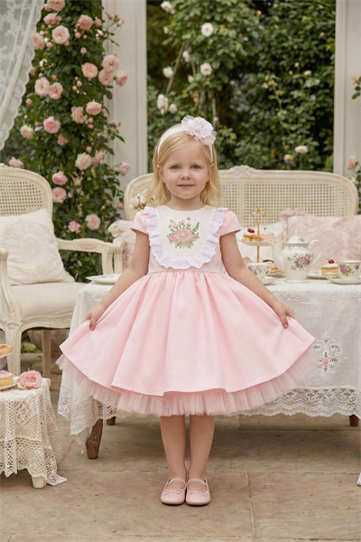 Pamina Kız Bebek Büzgülü Elbise 6-24 Ay Pembe