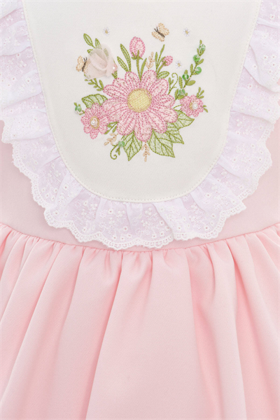 Pamina Kız Bebek Büzgülü Elbise 6-24 Ay Pembe