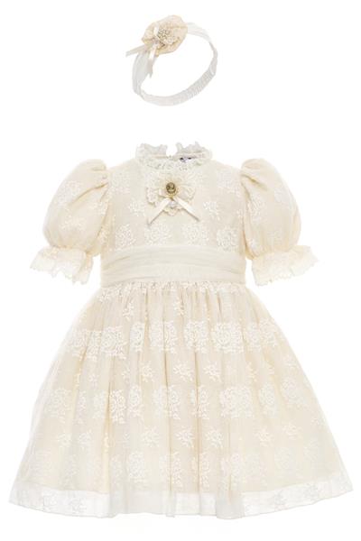 Pamina Kız Bebek Vintage Dantel Elbise 6-24 Ay Bej