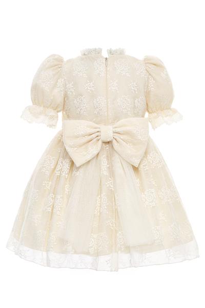 Pamina Kız Bebek Vintage Dantel Elbise 6-24 Ay Bej