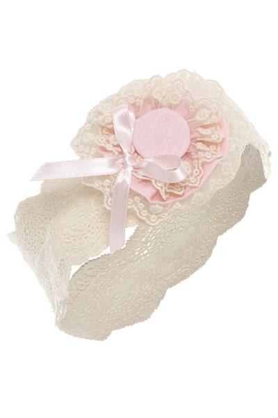 Pamina Kız Bebek Vintage Dantelli Elbise ve Saç Bandı 6-24 Ay Pembe