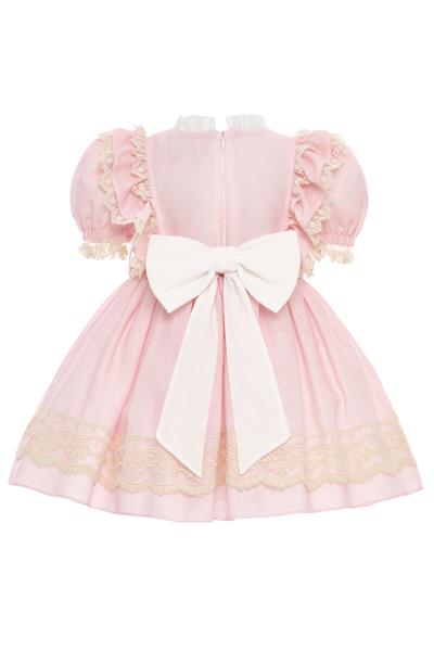 Pamina Kız Bebek Vintage Dantelli Elbise ve Saç Bandı 6-24 Ay Pembe
