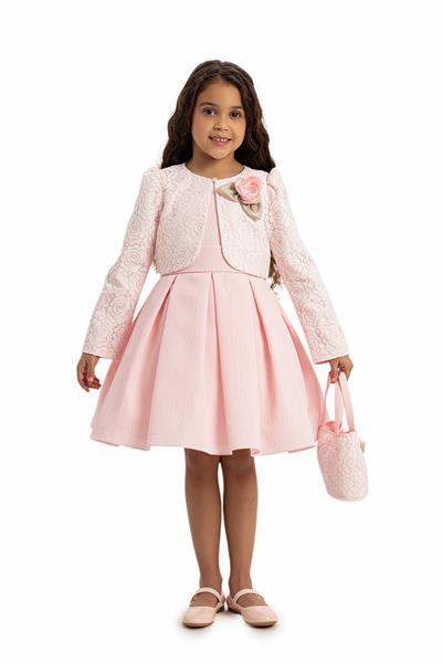 Pamina Kız Ceketli Şık Elbise 3-7 Yaş Pembe