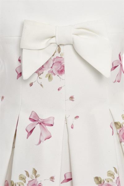 Pamina Kız Çocuk Baskılı Elbise 3-7 Yaş Ekru