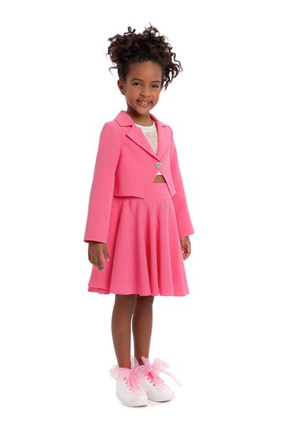 Pamina Kız Çocuk Blazer Etekli Takım 3-7 Yaş Pembe