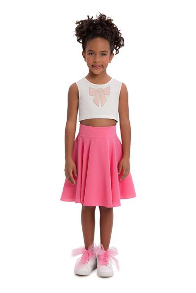 Pamina Kız Çocuk Blazer Etekli Takım 3-7 Yaş Pembe