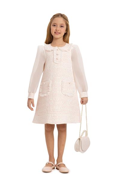 Pamina Kız Çocuk Çantalı Şık Elbise 3-7 Yaş Pembe