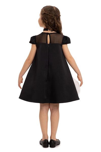 Pamina Kız Çocuk Çiçekli Chokerli Elbise 3-7 Yaş Siyah