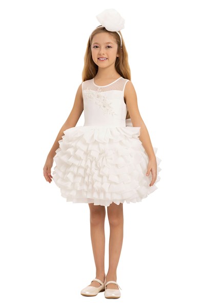 Pamina Kız Çocuk Elbise 3-7 Yaş Ekru