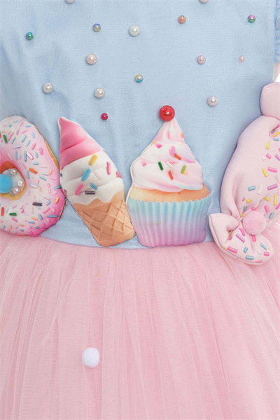 Pamina Kız Çocuk Eğlenceli Elbise 3-7 Yaş Mavi