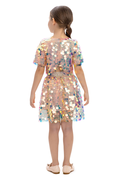 Pamina Kız Çocuk Parıltılı Pullu Etekli Takım 3-7 Yaş Pembe