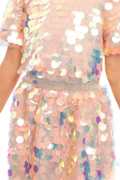 Pamina Kız Çocuk Parıltılı Pullu Etekli Takım 3-7 Yaş Pembe