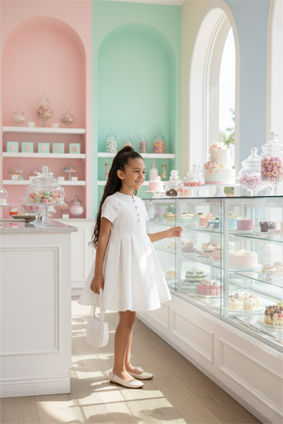 Pamina Kız Çocuk Puantiyeli Elbise ve Uyumlu Çanta 3-7 Yaş Ekru