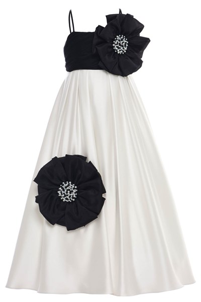 Pamina Kız Çocuk Zarif Çiçek Aplikeli Tül Balo Elbisesi 8-15 Yaş Ekru
