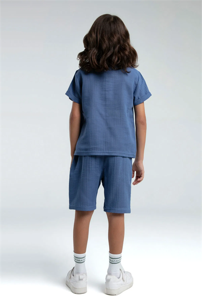 Rolypoly Erkek Çocuk Müslin Şortlu Takım 2-8 Yaş İndigo