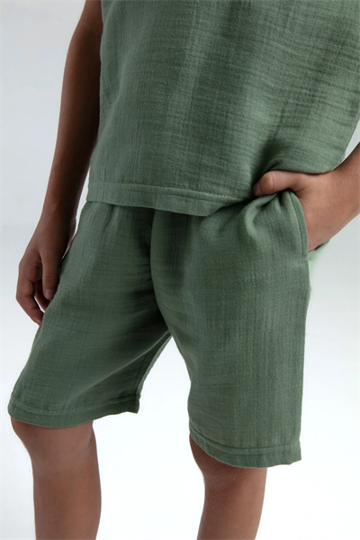 Rolypoly Erkek Çocuk Müslin Şortlu Takım 2-8 Yaş Yeşil