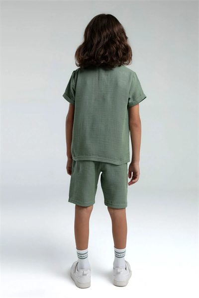 Rolypoly Erkek Çocuk Müslin Şortlu Takım 2-8 Yaş Yeşil