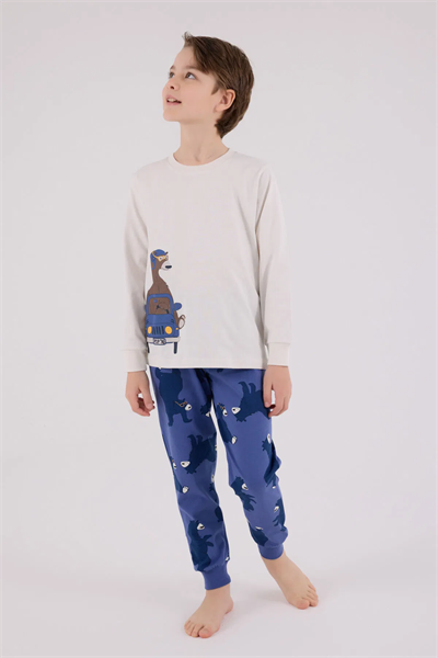 Rolypoly Erkek Çocuk Pijama Takım 2-8 Yaş Krem