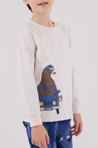 Rolypoly Erkek Çocuk Pijama Takım 2-8 Yaş Krem