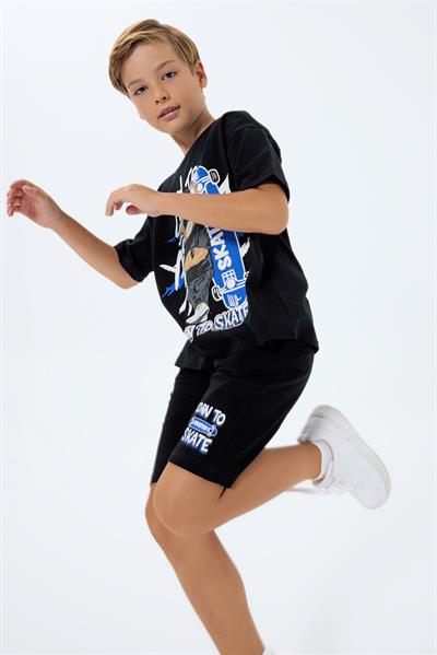 Rolypoly Erkek Çocuk Şortlu Takım 2-15 Yaş Siyah