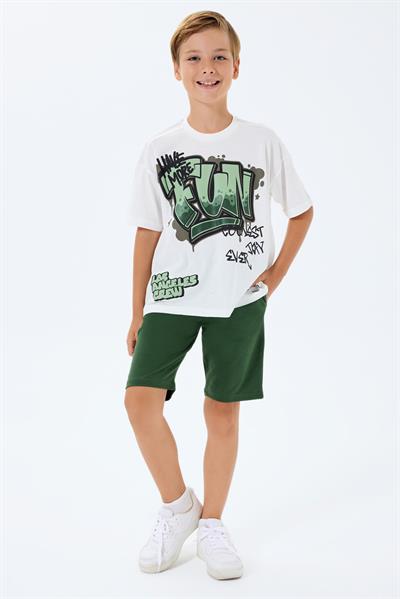 Rolypoly Erkek Çocuk Şortlu Takım 2-8 Yaş Beyaz