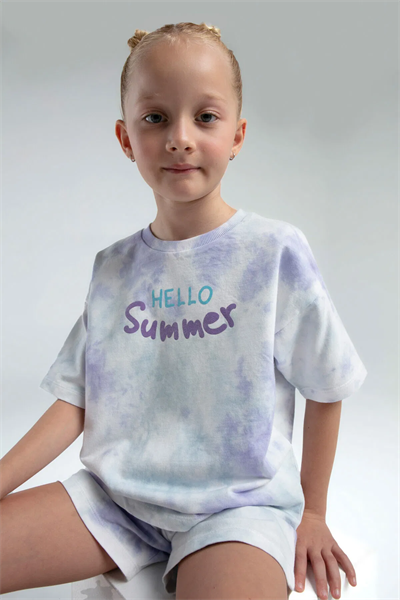 Rolypoly Kız Çocuk Batik Şortlu Takım 2-15 Yaş Lila