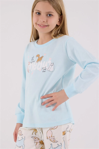 Rolypoly Kız Çocuk Pijama Takım 2-15 Yaş Mavi