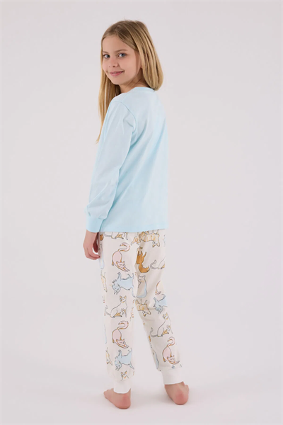 Rolypoly Kız Çocuk Pijama Takım 2-15 Yaş Mavi