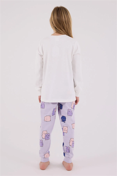 Rolypoly Kız Çocuk Pijama Takım 2-8 Yaş Beyaz