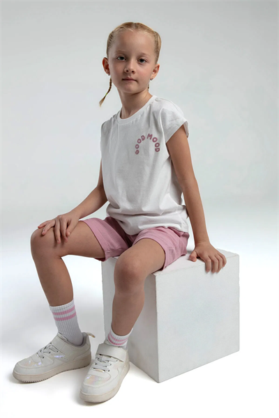 Rolypoly Kız Çocuk Şortlu Takım 2-8 Yaş Beyaz