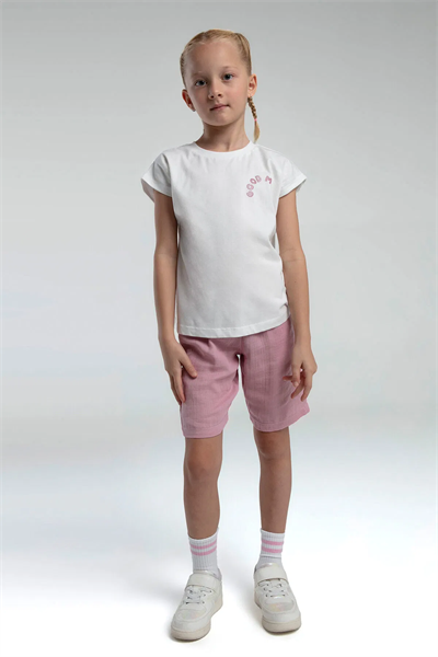 Rolypoly Kız Çocuk Şortlu Takım 2-8 Yaş Beyaz